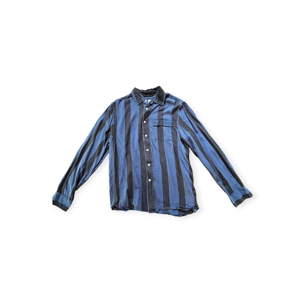 SATURDAYS NYC NEW YORK CITY BLUE STRIPED SHIRT SIZE MEDIUM
